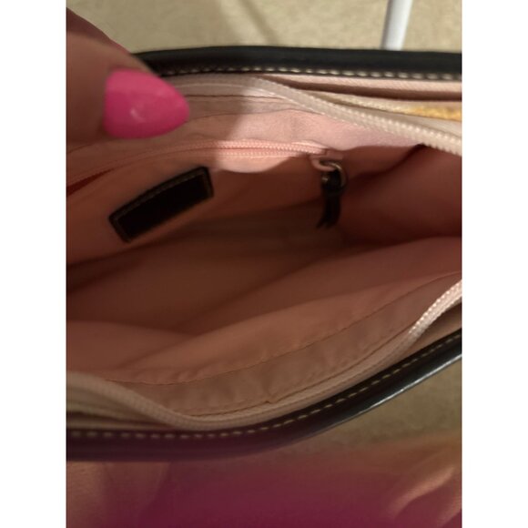 Vintage Ralph Lauren Beige Linen Handbag With Black Leather Trim - Picture 11 of 16